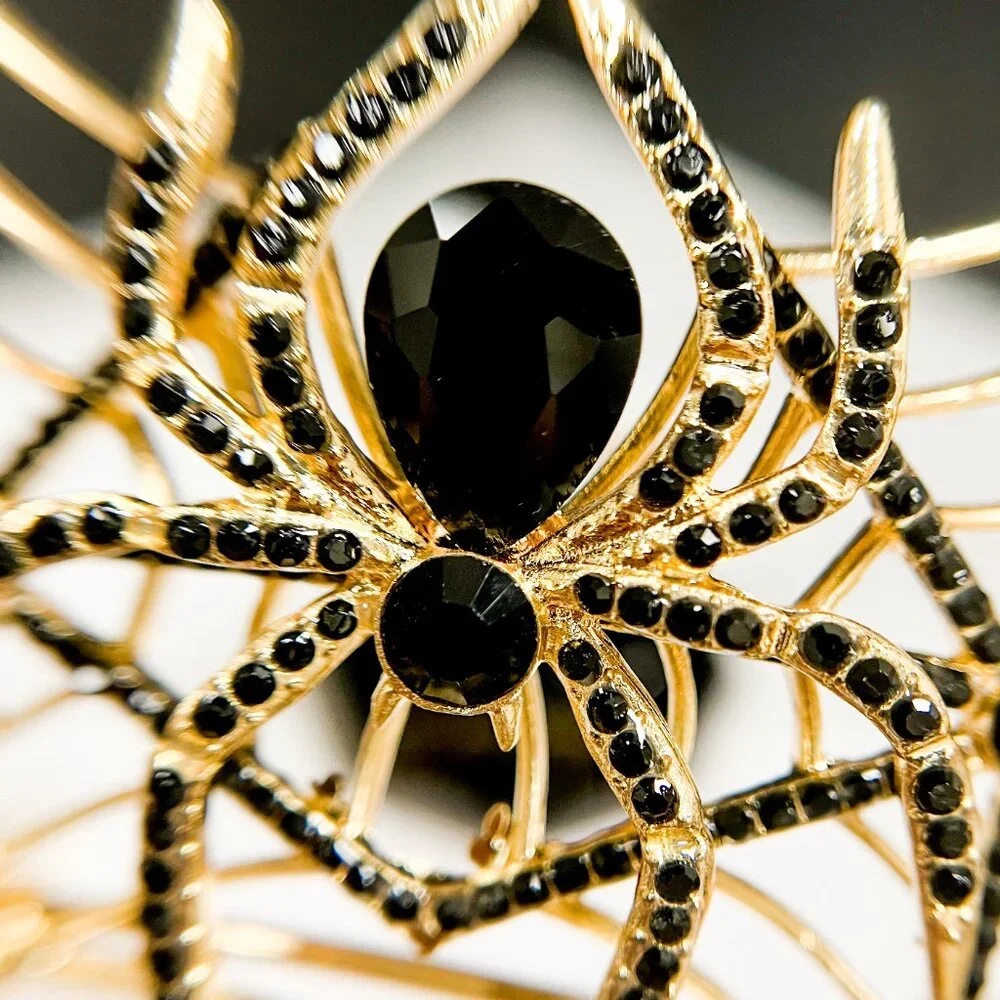 Spider woman crown, goth Halloween crown, Cosplay gold crown, Black spider crown